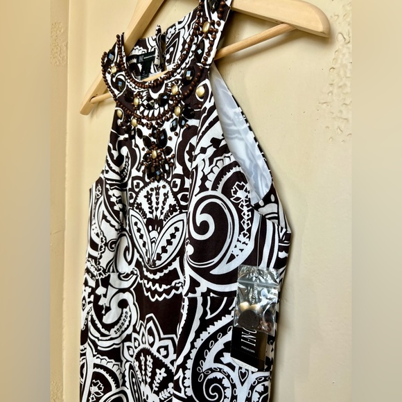 Women’s Halter Dress Embellished White and Brown by INC. - Picture 3 of 7